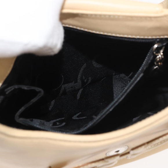 Salvatore Ferragamo Gancini Shoulder Bag Leather Beige Silver Auth 175046