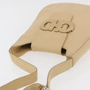 Salvatore Ferragamo Gancini Shoulder Bag Leather Beige Silver Auth 175046-6