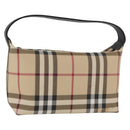 BURBERRY Nova Check Hand Bag PVC Beige Silver Auth 175047A-1