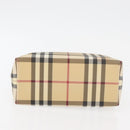 BURBERRY Nova Check Hand Bag PVC Beige Silver Auth 175047A-6