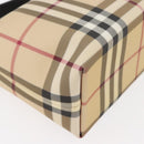 BURBERRY Nova Check Hand Bag PVC Beige Silver Auth 175047A-9