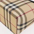 BURBERRY Nova Check Hand Bag PVC Beige Silver Auth 175047A-15