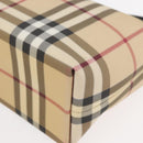BURBERRY Nova Check Hand Bag PVC Beige Silver Auth 175047A-17