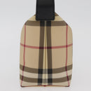 BURBERRY Nova Check Hand Bag PVC Beige Silver Auth 175047A-4