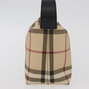 BURBERRY Nova Check Hand Bag PVC Beige Silver Auth 175047A-5
