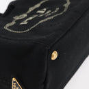PRADA Canapa PM Hand Bag Canvas Black Gold Auth 175050SAM-9