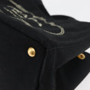 PRADA Canapa PM Hand Bag Canvas Black Gold Auth 175050SAM-14