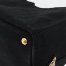 PRADA Canapa PM Hand Bag Canvas Black Gold Auth 175050SAM-16