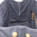 PRADA Canapa PM Hand Bag Canvas Black Gold Auth 175050SAM-19