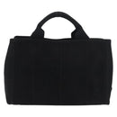 PRADA Canapa PM Hand Bag Canvas Black Gold Auth 175050SAM-2