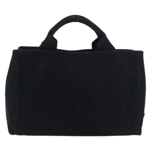 PRADA Canapa PM Hand Bag Canvas Black Gold Auth 175050SAM