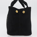 PRADA Canapa PM Hand Bag Canvas Black Gold Auth 175050SAM-3