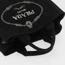 PRADA Canapa PM Hand Bag Canvas Black Gold Auth 175050SAM-6