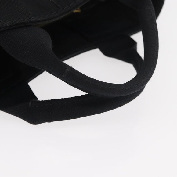 PRADA Canapa PM Hand Bag Canvas Black Gold Auth 175050SAM