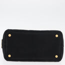 PRADA Canapa PM Hand Bag Canvas Black Gold Auth 175050SAM-5