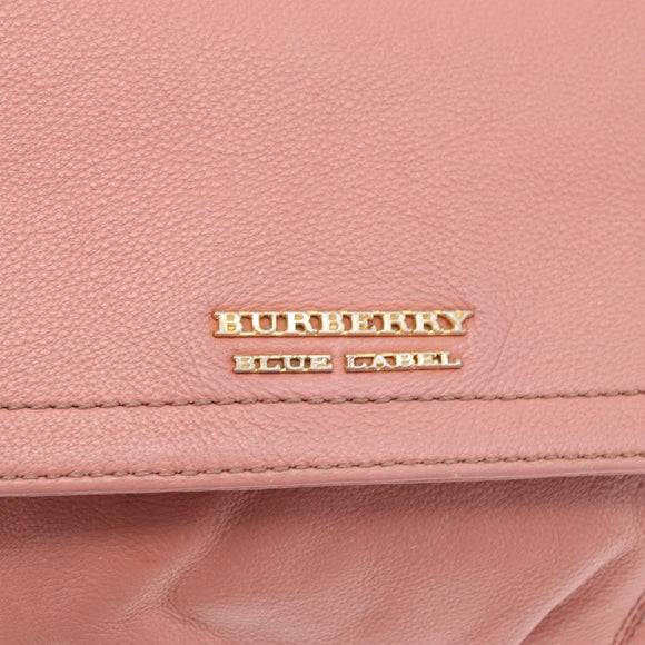 BURBERRY Blue Label Shoulder Bag Leather Pink Gold Auth 175055A