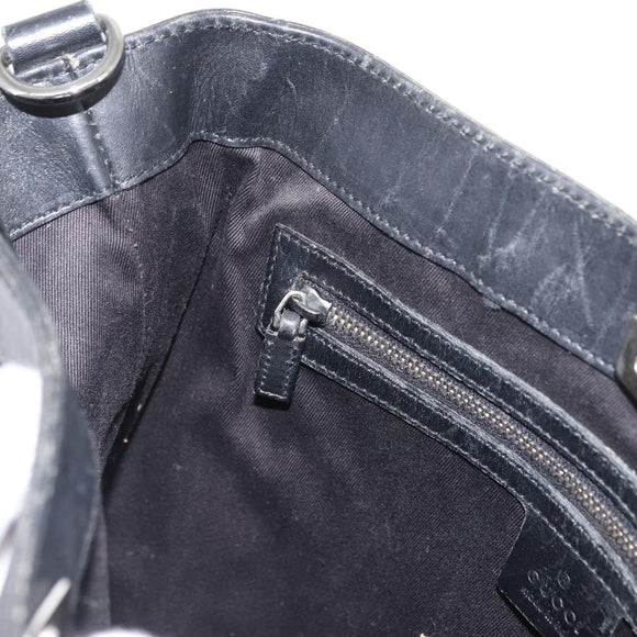 GUCCI GG Canvas Shoulder Bag Black Silver 109097 Auth 175057