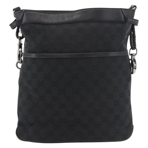 GUCCI GG Canvas Shoulder Bag Black Silver 109097 Auth 175057