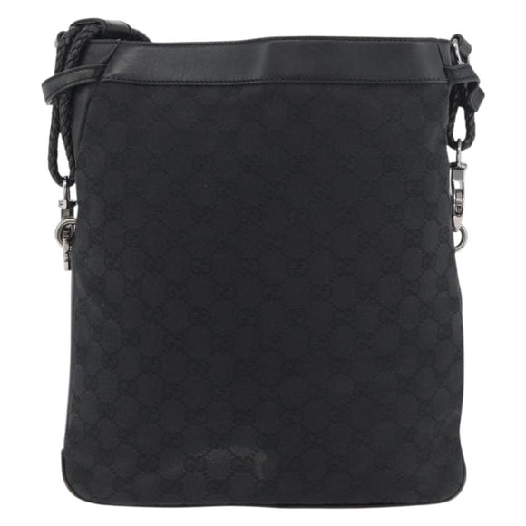 GUCCI GG Canvas Shoulder Bag Black Silver 109097 Auth 175057