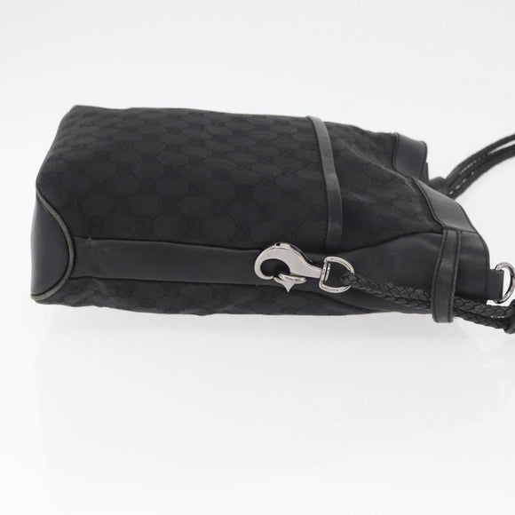 GUCCI GG Canvas Shoulder Bag Black Silver 109097 Auth 175057