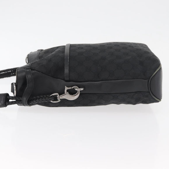 GUCCI GG Canvas Shoulder Bag Black Silver 109097 Auth 175057
