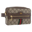 GUCCI GG Supreme Web Sherry Line Waist bag PVC Beige Gold 517076 Auth 175059SAM-1