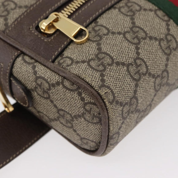 GUCCI GG Supreme Web Sherry Line Waist bag PVC Beige Gold 517076 Auth 175059SAM
