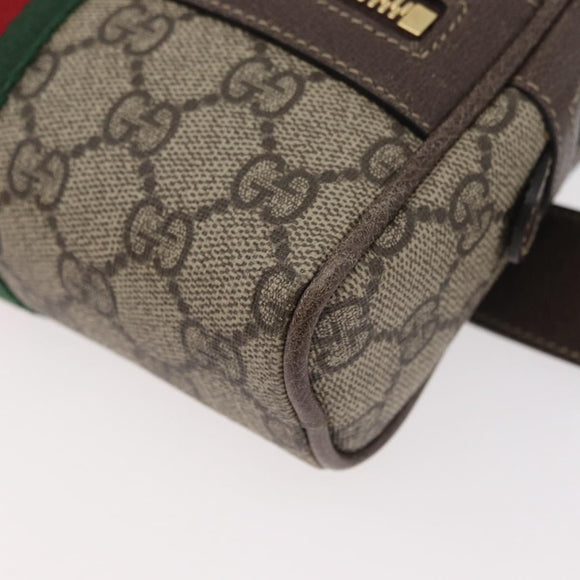 GUCCI GG Supreme Web Sherry Line Waist bag PVC Beige Gold 517076 Auth 175059SAM