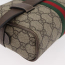 GUCCI GG Supreme Web Sherry Line Waist bag PVC Beige Gold 517076 Auth 175059SAM-16