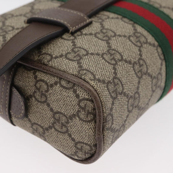 GUCCI GG Supreme Web Sherry Line Waist bag PVC Beige Gold 517076 Auth 175059SAM