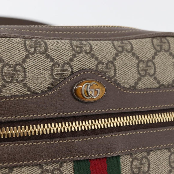 GUCCI GG Supreme Web Sherry Line Waist bag PVC Beige Gold 517076 Auth 175059SAM