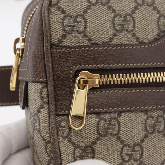 GUCCI GG Supreme Web Sherry Line Waist bag PVC Beige Gold 517076 Auth 175059SAM