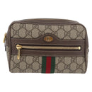 GUCCI GG Supreme Web Sherry Line Waist bag PVC Beige Gold 517076 Auth 175059SAM-13