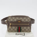 GUCCI GG Supreme Web Sherry Line Waist bag PVC Beige Gold 517076 Auth 175059SAM-12