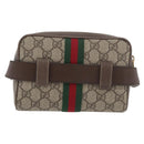 GUCCI GG Supreme Web Sherry Line Waist bag PVC Beige Gold 517076 Auth 175059SAM-2