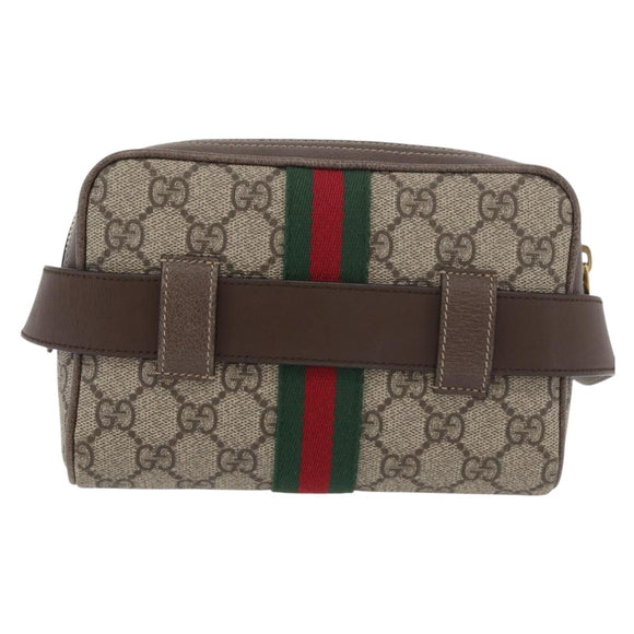 GUCCI GG Supreme Web Sherry Line Waist bag PVC Beige Gold 517076 Auth 175059SAM