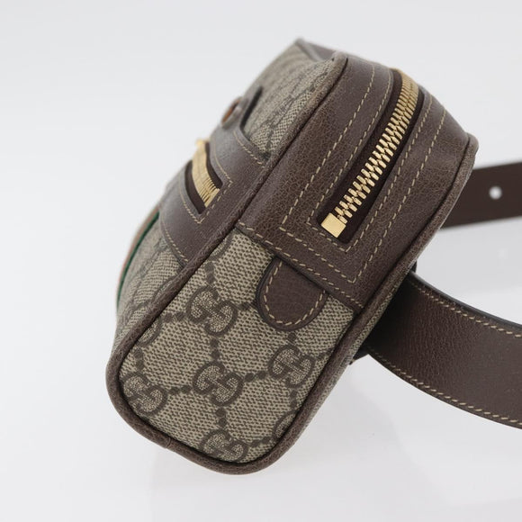 GUCCI GG Supreme Web Sherry Line Waist bag PVC Beige Gold 517076 Auth 175059SAM