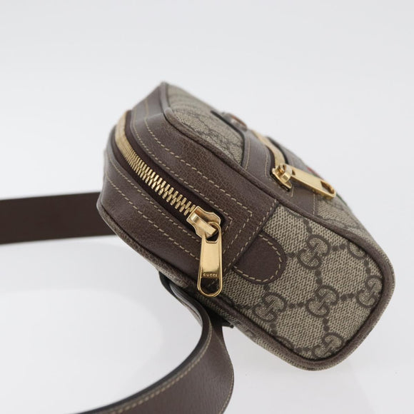 GUCCI GG Supreme Web Sherry Line Waist bag PVC Beige Gold 517076 Auth 175059SAM