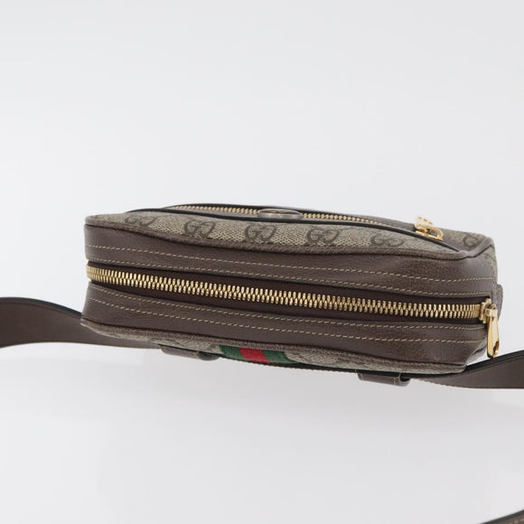 GUCCI GG Supreme Web Sherry Line Waist bag PVC Beige Gold 517076 Auth 175059SAM