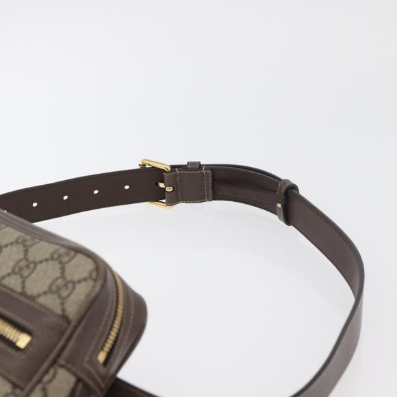 GUCCI GG Supreme Web Sherry Line Waist bag PVC Beige Gold 517076 Auth 175059SAM