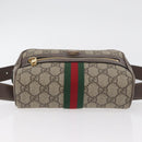 GUCCI GG Supreme Web Sherry Line Waist bag PVC Beige Gold 517076 Auth 175059SAM-5
