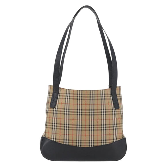 Burberrys Nova Check Shoulder Bag Canvas Leather Beige Gold Auth 175060