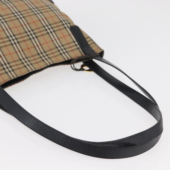 Burberrys Nova Check Shoulder Bag Canvas Leather Beige Gold Auth 175060