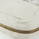 PRADA Hand Bag Leather 2way White Gold Silver Auth 175061A-17