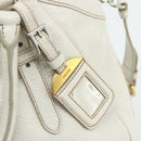 PRADA Hand Bag Leather 2way White Gold Silver Auth 175061A-10