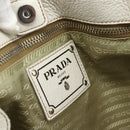 PRADA Hand Bag Leather 2way White Gold Silver Auth 175061A-21