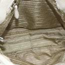 PRADA Hand Bag Leather 2way White Gold Silver Auth 175061A-11