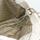 PRADA Hand Bag Leather 2way White Gold Silver Auth 175061A-22