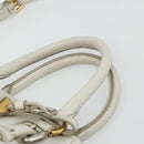 PRADA Hand Bag Leather 2way White Gold Silver Auth 175061A-14