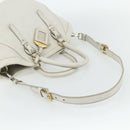 PRADA Hand Bag Leather 2way White Gold Silver Auth 175061A-8